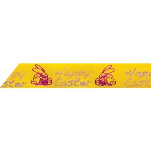 Ribbon / Happy Easter on Yellow - 50 Yards