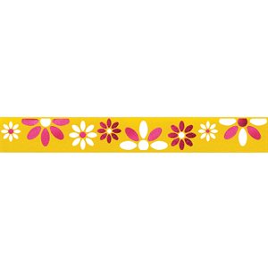 Ribbon / Large Flowers on Bright Yellow - 50 Yards