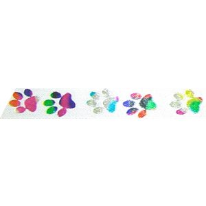 Ribbon / Multicolored Paws on White - 50 Yards