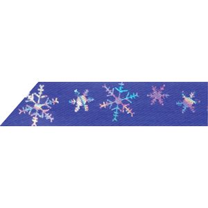 Ribbon / Multicolored Snowflakes on Blue - 50 Yards