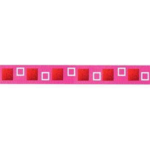 Ribbon / Squares on Hot Pink - 50 Yards