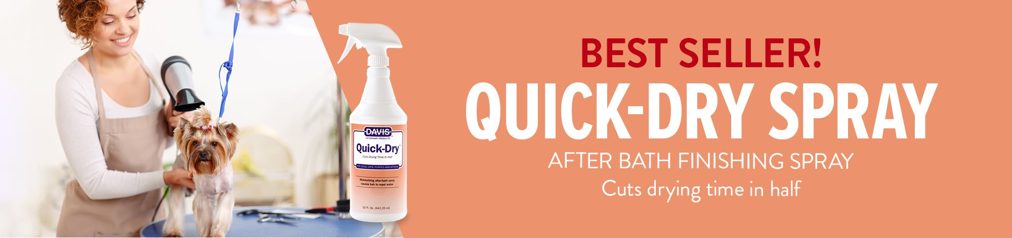 Our best seller, Quick Dry Spray cuts drying time in half!
